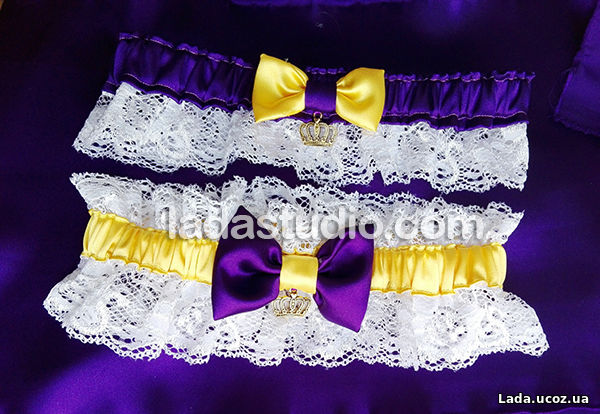 цветная подвязка невесты, фиолетовая подвязка, желтая подвязка, свадебная подвязка невесты киев украина